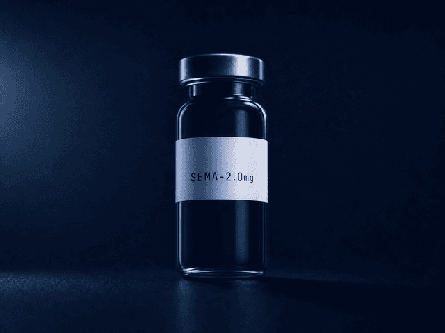 Semaglutide clinical specimen vial labeled SEMA-2.0mg
